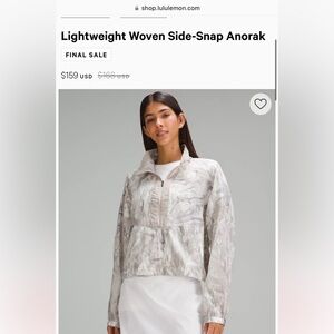 Lululemon Lightweight Woven Side-Snap Anorak Jacket Size S